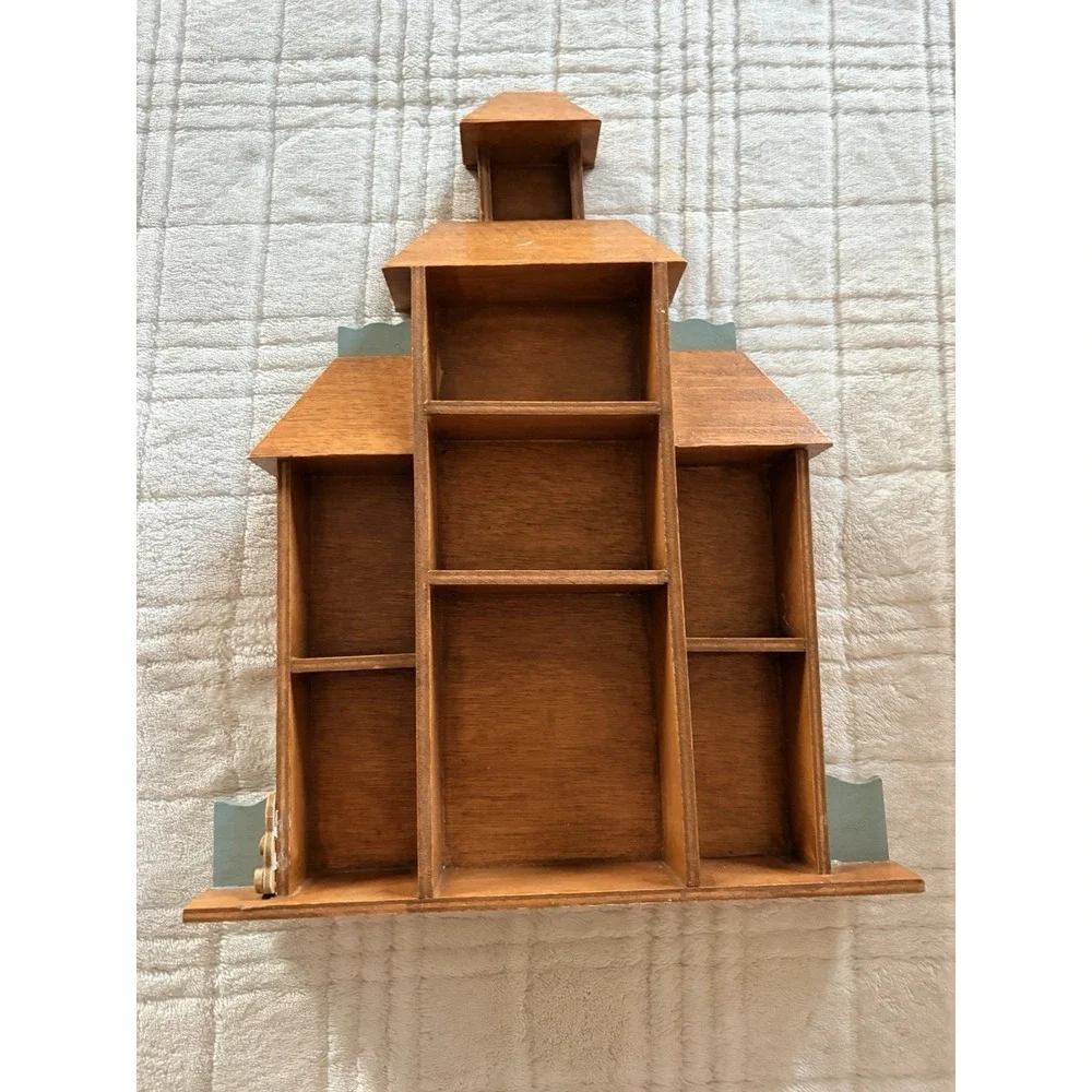 Vintage Display Shelf Wooden House Shadow Box KnickKnack Miniatures Trinkets 12